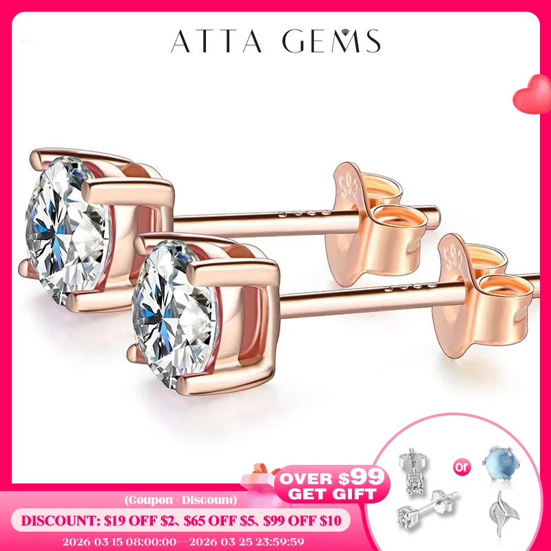 ATTAGEMS D Color Moissanite 1CT Gemstone 750 Rose Gold 18K Plated Stud Earrings for Women Solid 18K Gold Solitaire Fine Jewelry
ATTAGEMS D Color Moissanite 1CT Gemstone 750 Rose Gold 18K Plated Stud Earrings for Women Solid 18K Gold Solitaire Fine Jewelry