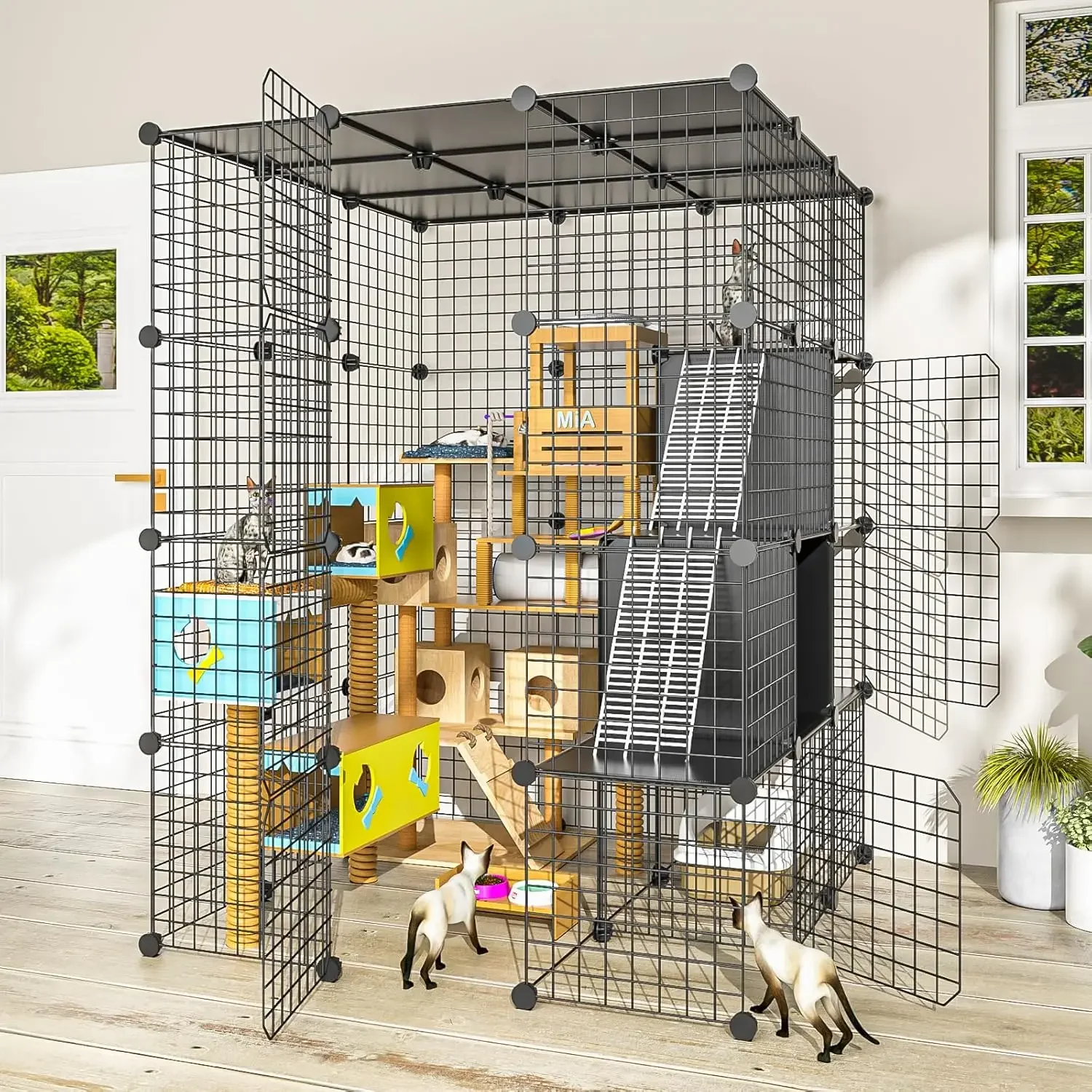 Spacious Cat Cage Indoor with Storage Cubes, Detachable Wire Enclosure for 1-3 Cats, 41"L x 41"W x 55"H
Spacious Cat Cage Indoor with Storage Cubes, Detachable Wire Enclosure for 1-3 Cats, 41"L x 41"W x 55"H