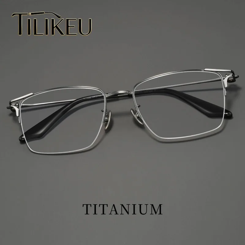 Japanese Designer Pure Titanium Semi-Rimless Lightweight Eyeglasses Frames Business Retro Square Men Big Face Eyeframe Eyewear
Japanese Designer Pure Titanium Semi-Rimless Lightweight Eyeglasses Frames Business Retro Square Men Big Face Eyeframe Eyewear