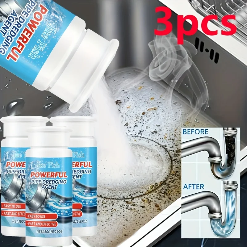 3pcs Drain Unclogging Agent - Multi-purpose Pipe Cleaner for Kitchen & Bathroom, Dissolves Hair & Oil Blockages Fast
3pcs Drain Unclogging Agent - Multi-purpose Pipe Cleaner for Kitchen & Bathroom, Dissolves Hair & Oil Blockages Fast