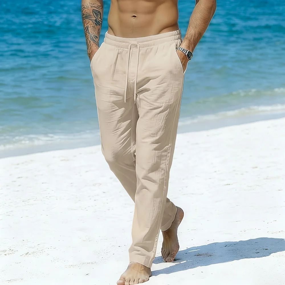 Men's Casual Pants Vacation Beach Style Cotton Linen Lightweight Solid Color Breathable Straight Leg Fashion Cozy Long Pants
Men's Casual Pants Vacation Beach Style Cotton Linen Lightweight Solid Color Breathable Straight Leg Fashion Cozy Long Pants