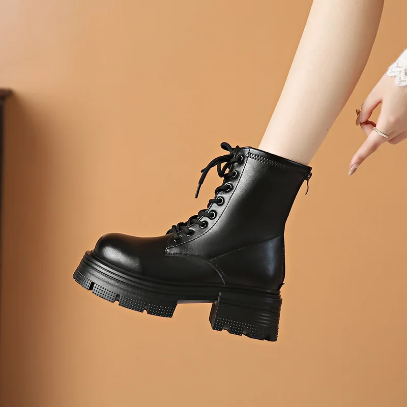 Black Platform Women Motorcycle Ankle Boots Fashion Lace Up Shoes Autumn Winter Thick Heel Women's Short Booties
Black Platform Women Motorcycle Ankle Boots Fashion Lace Up Shoes Autumn Winter Thick Heel Women's Short Booties