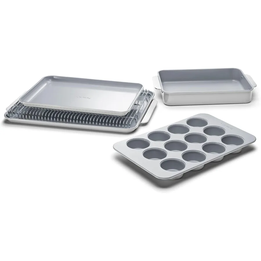 Nonstick Ceramic Bakeware Set 5 Pieces Baking Sheets Assorted Baking Pans and Storage Aluminized Steel Body Non Toxic PTFE and
Nonstick Ceramic Bakeware Set 5 Pieces Baking Sheets Assorted Baking Pans and Storage Aluminized Steel Body Non Toxic PTFE and