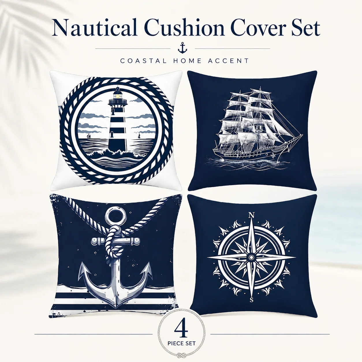 4 Pcs Soft Peach Skin Cushion Covers 2D Flat Printed Navy Nautical Pillowcase Set Modern Room Decor Coussin For Sofa Bed
4 Pcs Soft Peach Skin Cushion Covers 2D Flat Printed Navy Nautical Pillowcase Set Modern Room Decor Coussin For Sofa Bed
