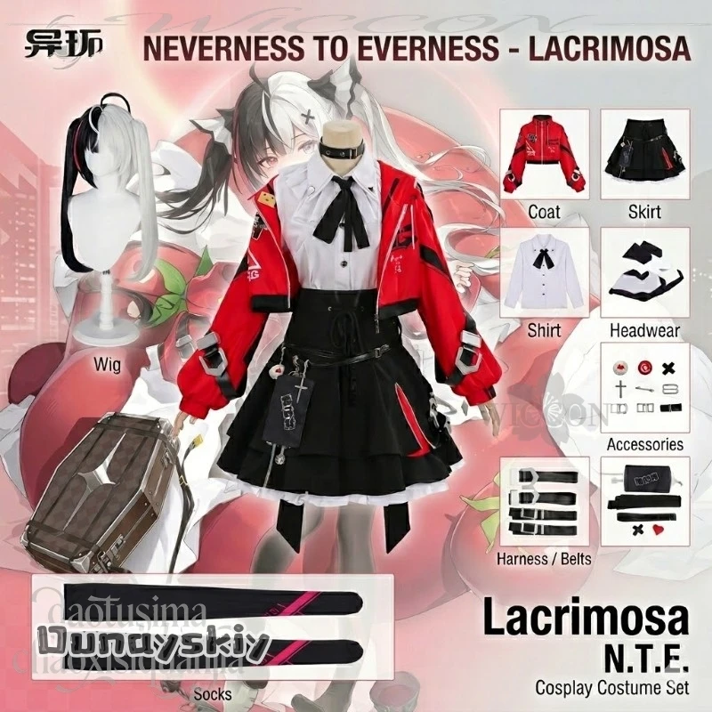 Anime Game Neverness To Everness Cosplay Lacrimosa Costume Y2K Punk Red Short Coat Black Dress Goth Lolita Jirai Kei Halloween
Anime Game Neverness To Everness Cosplay Lacrimosa Costume Y2K Punk Red Short Coat Black Dress Goth Lolita Jirai Kei Halloween