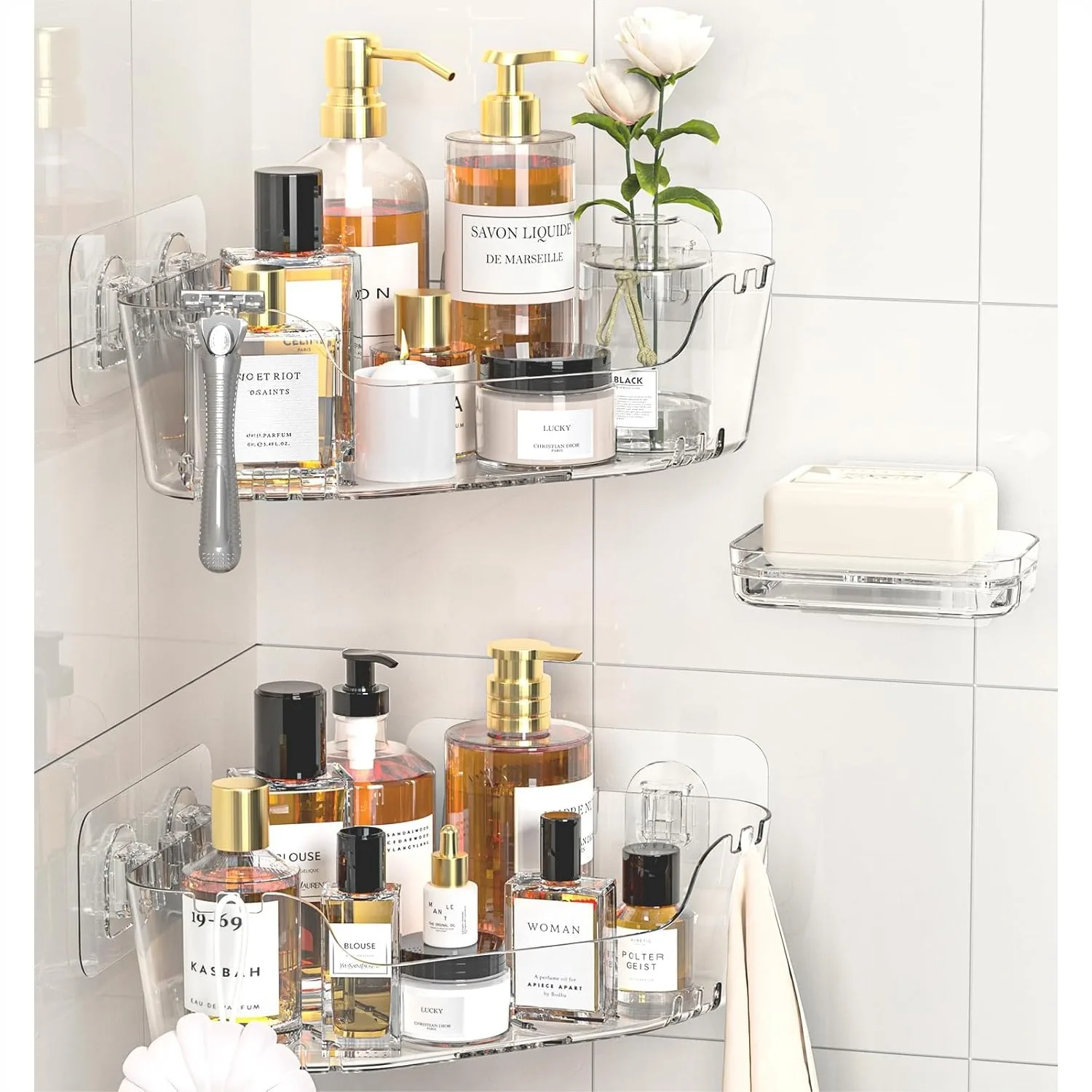 Corner Shower Caddy, 3-Pack Adhesive Shower Organizer with Soap Holder and Hooks, No Drilling Bathroom Shelves
Corner Shower Caddy, 3-Pack Adhesive Shower Organizer with Soap Holder and Hooks, No Drilling Bathroom Shelves