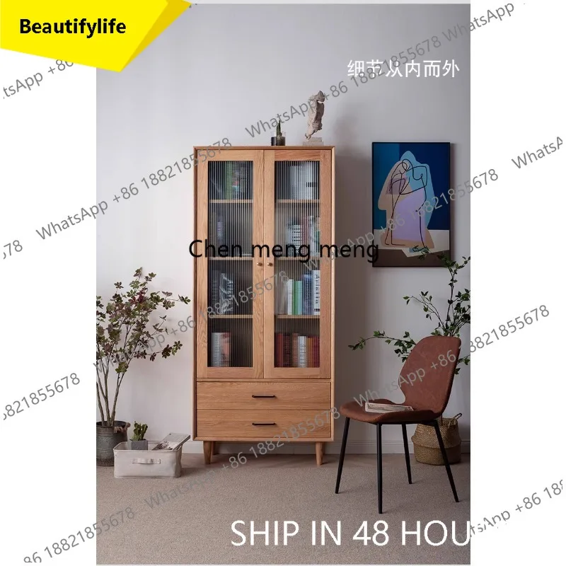 53 Nordic All Solid Wood Bookcase Locker Oak Log Glass Double Door with Drawing Display Cabinet
53 Nordic All Solid Wood Bookcase Locker Oak Log Glass Double Door with Drawing Display Cabinet