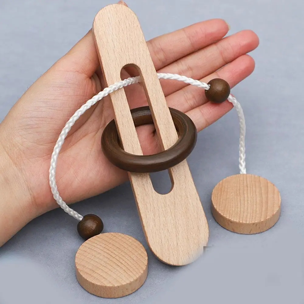 Creative 3D Threading Rope Loop Puzzle Wooden Montessori Intelligent IQ Game Brain Teaser
