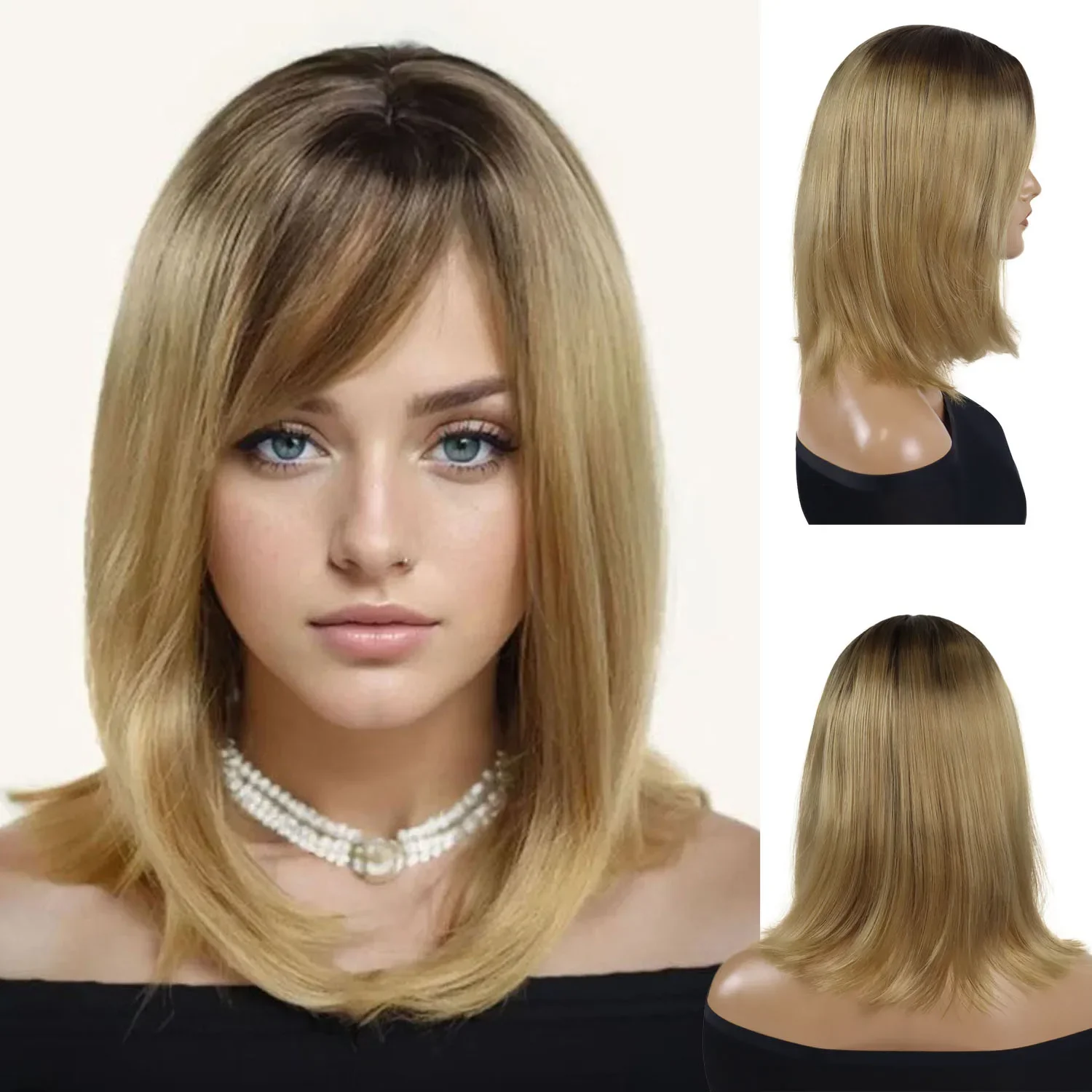 Ombre Blonde Wig Synthetic Short Straight Bob Wigs With Bangs for Women Old Lady Wig Heat Resistant Daily Party Cosplay Costume
Ombre Blonde Wig Synthetic Short Straight Bob Wigs With Bangs for Women Old Lady Wig Heat Resistant Daily Party Cosplay Costume