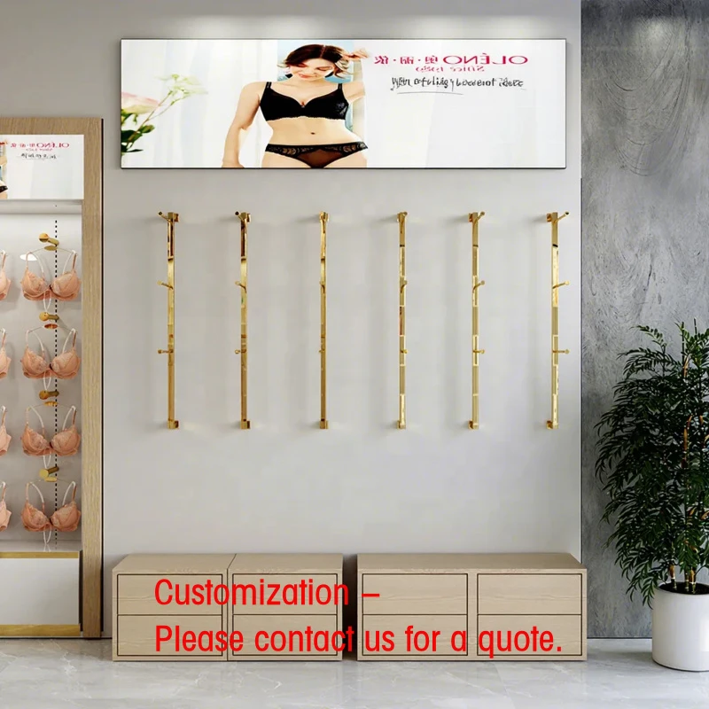custom.Custom High Quality Lingerie Display Shelf Shiny Gold Lingerie Hangers Metal Underwear Display Stand
custom.Custom High Quality Lingerie Display Shelf Shiny Gold Lingerie Hangers Metal Underwear Display Stand
