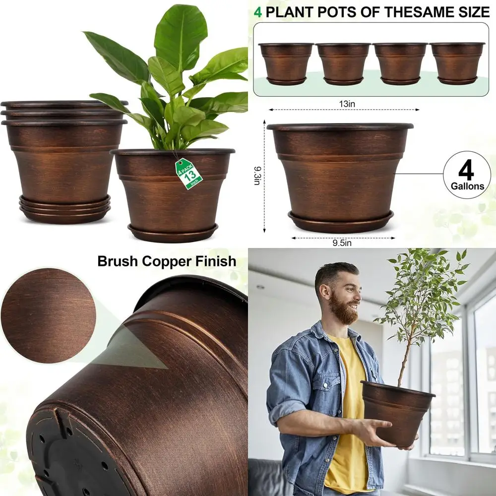 Набор горшков для растений или 4 шт. в упаковке 13 дюймов, большой пластиковый нижний горшок или комнатных растений с дренажными отверстиями и лотками, декоративная смола
Набор горшков для растений или 4 шт. в упаковке 13 дюймов, большой пластиковый нижний горшок или комнатных растений с дренажными отверстиями и лотками, декоративная смола
