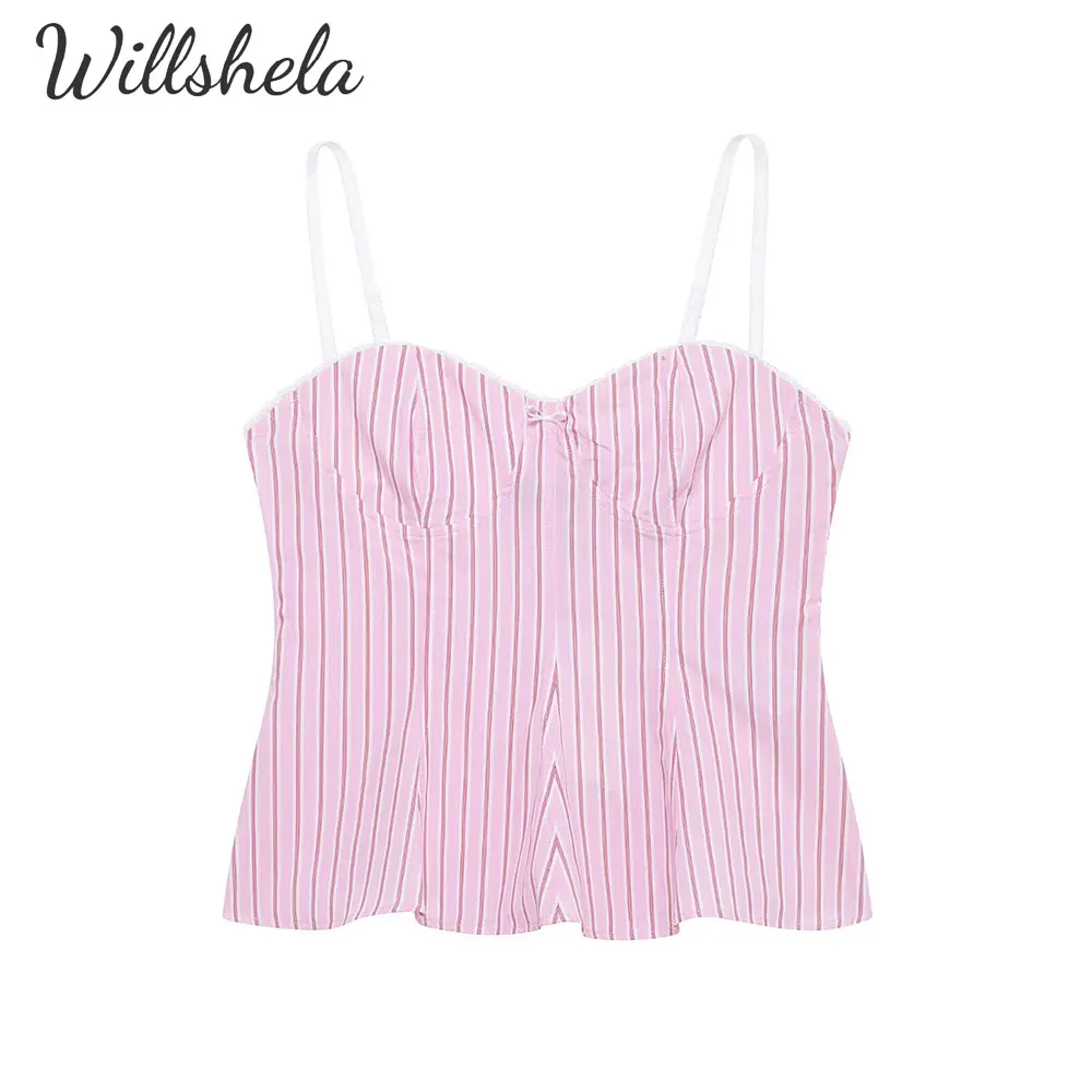 Willshela Women Fashion Pink Striped Backless Camisole Sweetheart Neck Sleeveless Female Chic Lady Casual Mujer Tops Tank
Willshela Women Fashion Pink Striped Backless Camisole Sweetheart Neck Sleeveless Female Chic Lady Casual Mujer Tops Tank