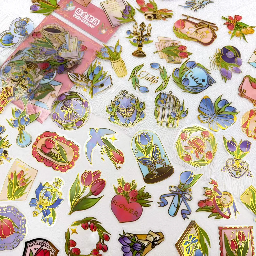 50pcs Tulip Whisper Gold Stamping PET Stickers Decals For Laptop Phone Scrapbook Luggage Guitar DIY Cartoon Aesthetic Stickers
50pcs Tulip Whisper Gold Stamping PET Stickers Decals For Laptop Phone Scrapbook Luggage Guitar DIY Cartoon Aesthetic Stickers