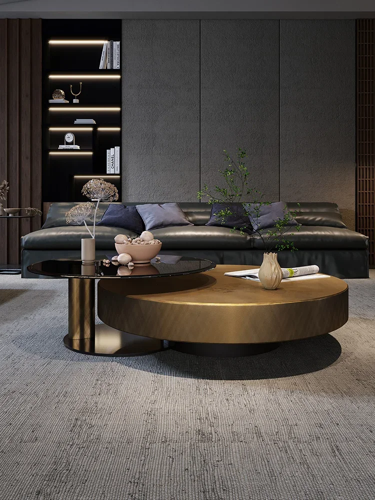 Italian minimalist luxury round coffee table carbon tempered glass modern designer large living room round combination
Italian minimalist luxury round coffee table carbon tempered glass modern designer large living room round combination