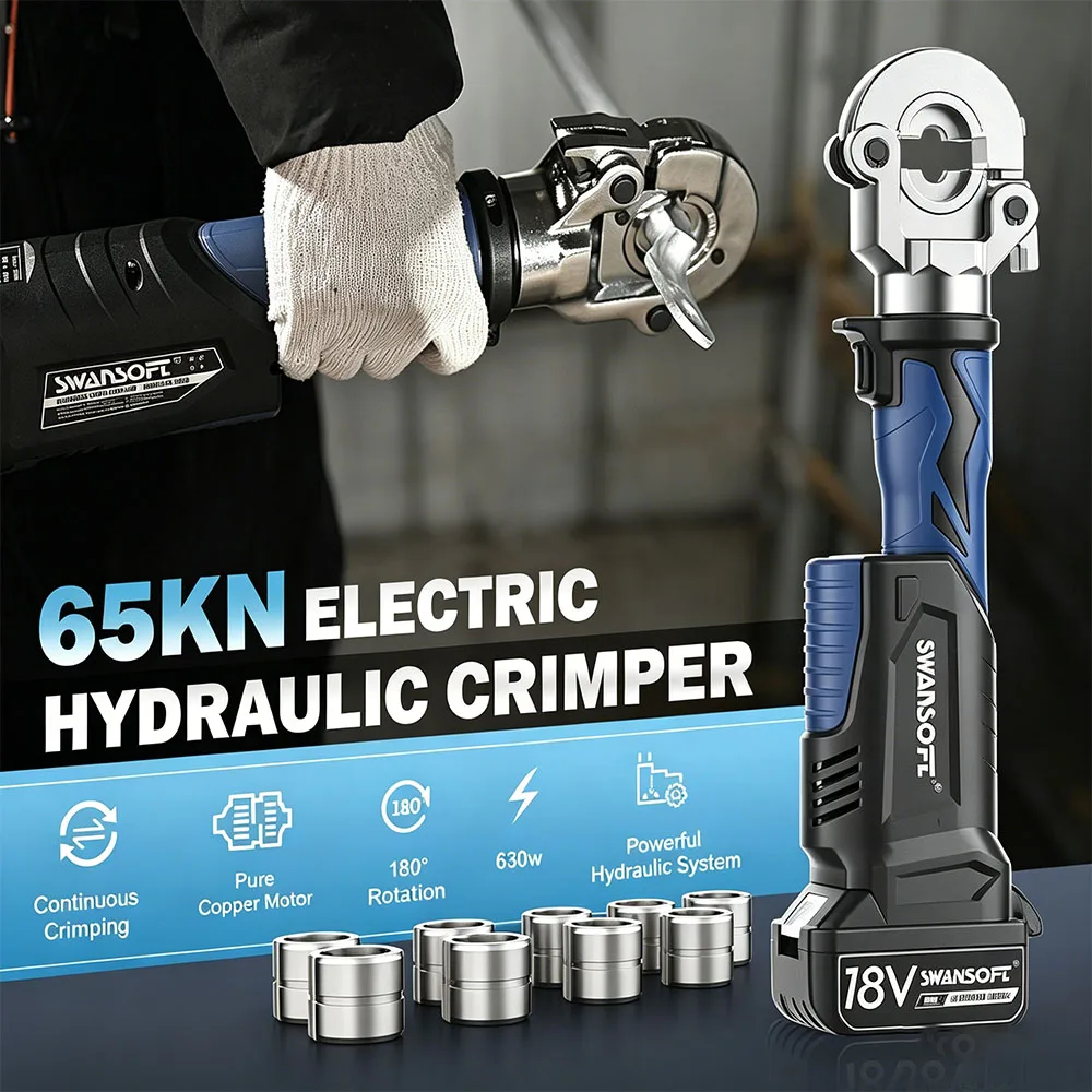 SWANSOFT Electric Hydraulic Crimping Tool Wire Crimper for Copper Aluminum Cable Lugs 600B Crimp 30000 Times Wire with 11 Dies
SWANSOFT Electric Hydraulic Crimping Tool Wire Crimper for Copper Aluminum Cable Lugs 600B Crimp 30000 Times Wire with 11 Dies