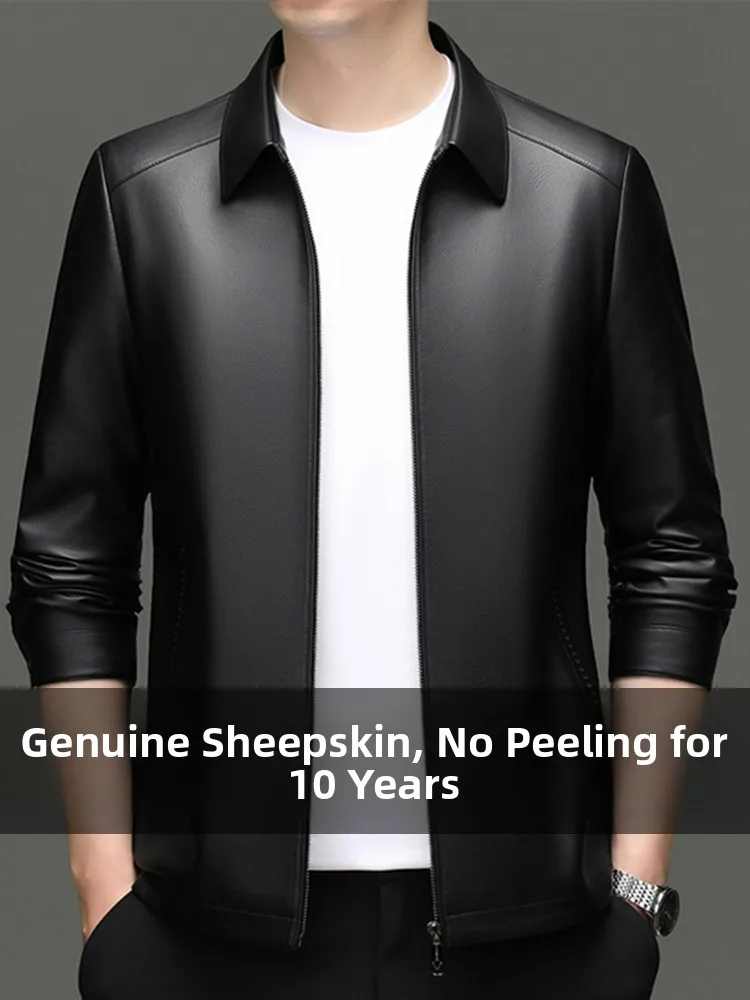 Men's Casual Thin Leather Jaet Autumn Faion Urban Busin Casual Heining Genuine eepskin Coat Long Sve Zipper Closure
Men's Casual Thin Leather Jaet Autumn Faion Urban Busin Casual Heining Genuine eepskin Coat Long Sve Zipper Closure
