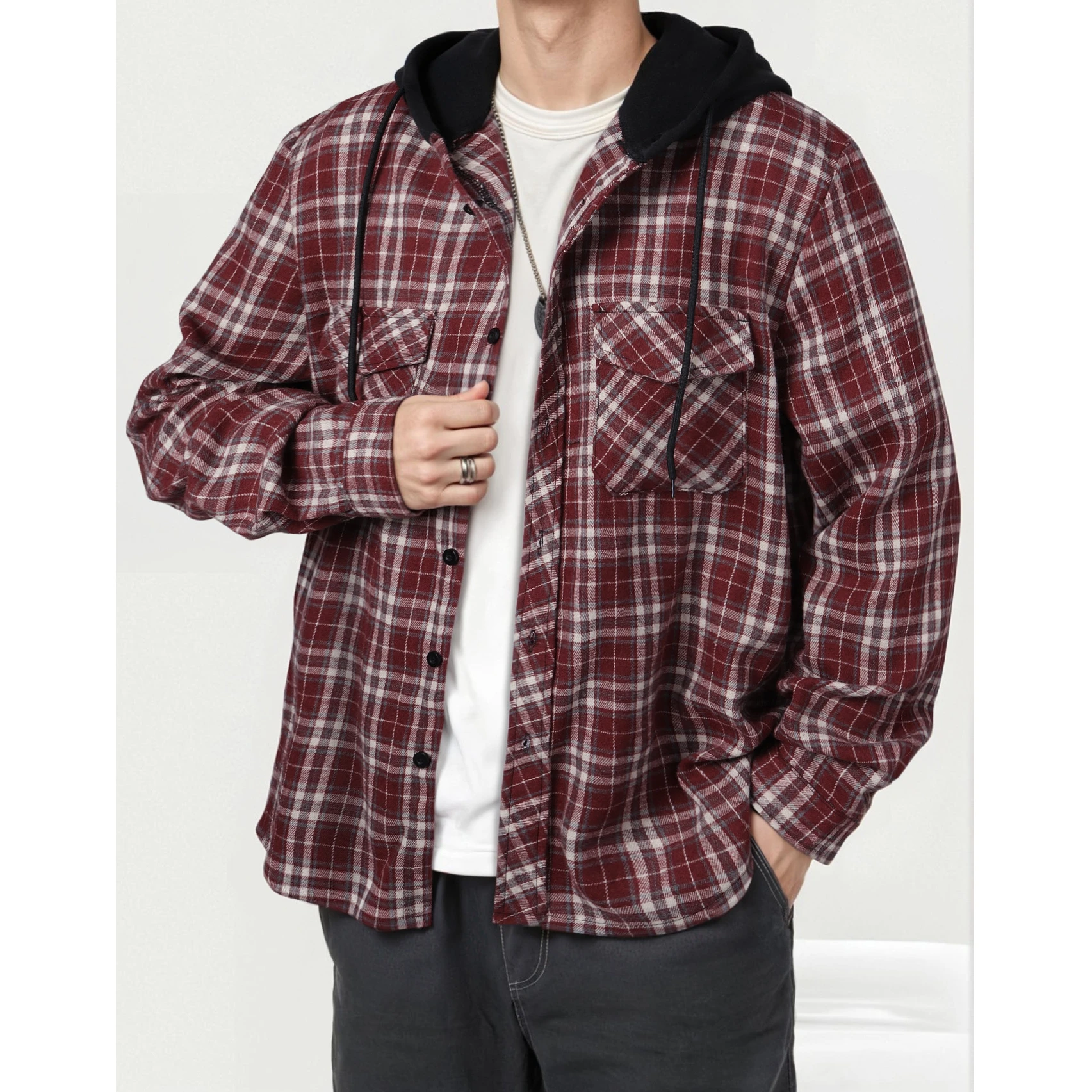 Mens Plaid Shirt Jacket Fleece Lined Long Sleeve Button Down Casual Hooded Tops for Fall Winter Daily Wear
Mens Plaid Shirt Jacket Fleece Lined Long Sleeve Button Down Casual Hooded Tops for Fall Winter Daily Wear