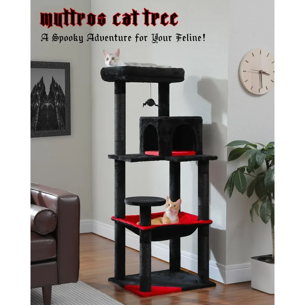 Gothic Cat Tree with Super Large Hammock,Cat Tower with Coffin Bed, Cat Condo, Sisal Scratching Posts & Top Perch,
Gothic Cat Tree with Super Large Hammock,Cat Tower with Coffin Bed, Cat Condo, Sisal Scratching Posts & Top Perch,
