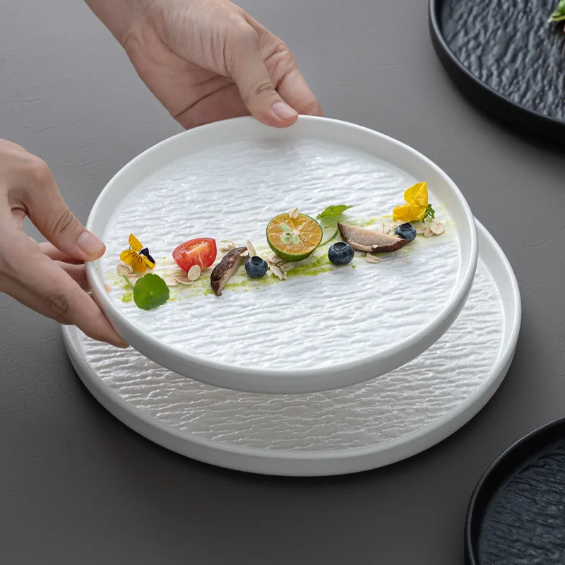 White/Black Ceramic Dishes Stone Rexture Porcelain Serving Plate Round Western Steak Tray Snack Cake Dessert Deep Dinner Plate
White/Black Ceramic Dishes Stone Rexture Porcelain Serving Plate Round Western Steak Tray Snack Cake Dessert Deep Dinner Plate