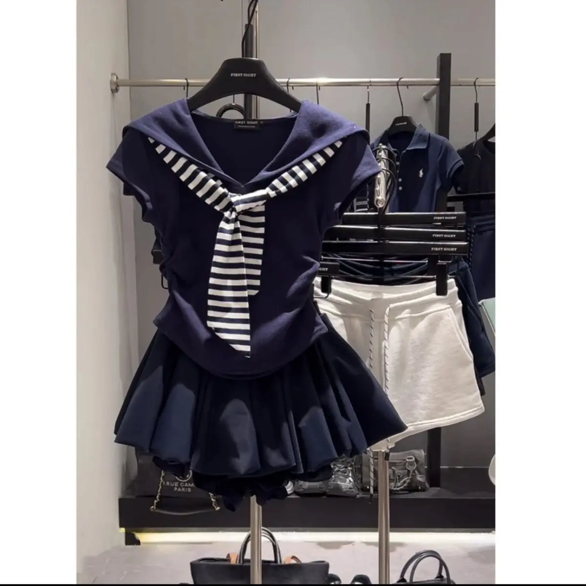 Girls 2-Piece Sailor Outfit Striped Scarf Tie Top + Puff Skirt,fashion Cute Preppy Set for Little Girls 2 Colors To Choose From
Girls 2-Piece Sailor Outfit Striped Scarf Tie Top + Puff Skirt,fashion Cute Preppy Set for Little Girls 2 Colors To Choose From