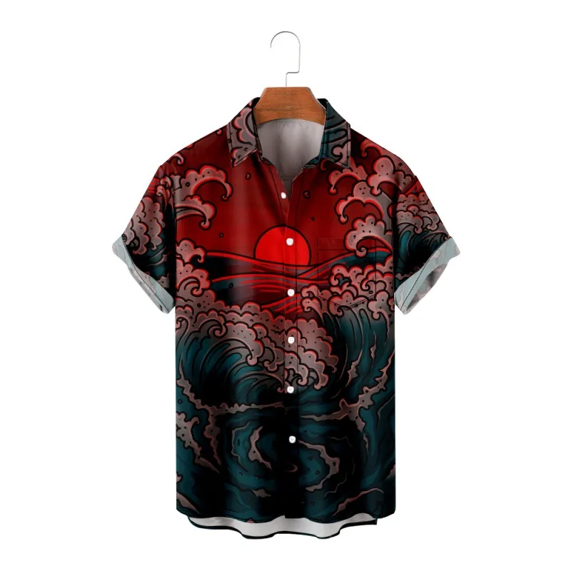 Chinese Style Red Sun Print Short Sleeve Shirt Harajuku Streetwear Men Hawaiian Summer Hip Hop Button Up Beach Shirt
Chinese Style Red Sun Print Short Sleeve Shirt Harajuku Streetwear Men Hawaiian Summer Hip Hop Button Up Beach Shirt