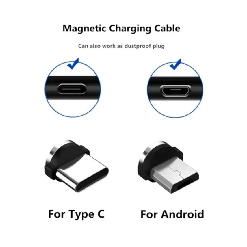 9pcs Converter Charging Cable Adapter For Mobile Phone 360 Degree Rotation Magnetic Tips Replacement Parts Easy Operate Durable