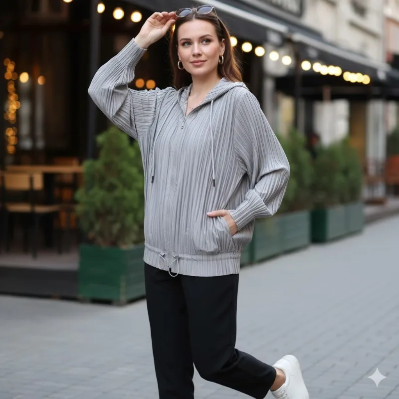 Miyake плиссированная простая женская куртка с капюшоном, весна 2026, новые свободные повседневные топы, универсальная одежда на молнии с тонкими складками для поездок на работу
Miyake плиссированная простая женская куртка с капюшоном, весна 2026, новые свободные повседневные топы, универсальная одежда на молнии с тонкими складками для поездок на работу