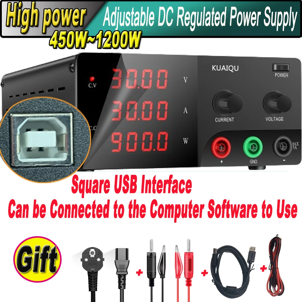 USB High Power 30V30A Adjustable DC Regulated Power Supply Laboratory Switching Power Supply Voltage Regulator Can be Customized
USB High Power 30V30A Adjustable DC Regulated Power Supply Laboratory Switching Power Supply Voltage Regulator Can be Customized