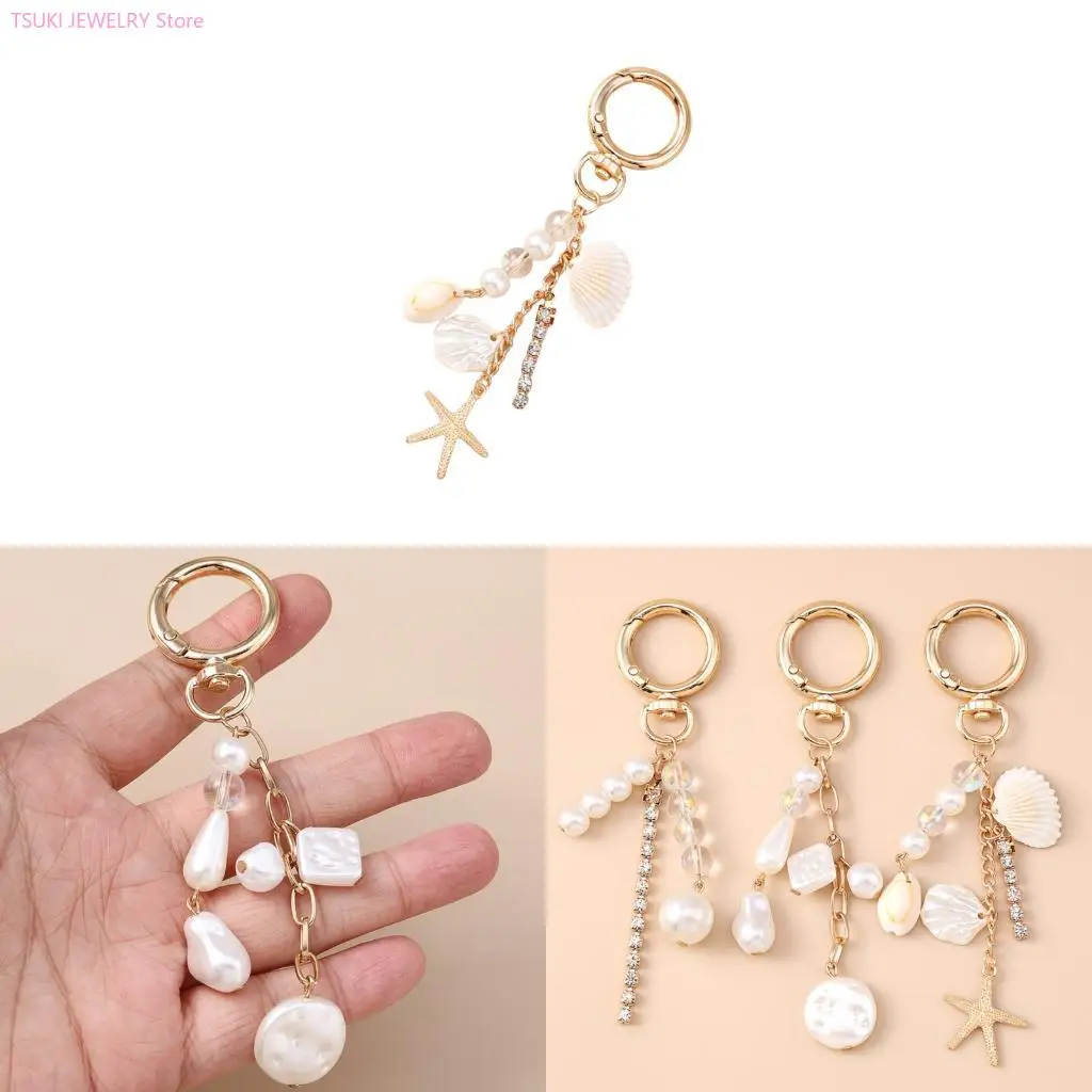62KE Versatile Pearls Accent Keychain With Shell Charm Sturdy Alloy User Friendly Material Keyrings Adornment
62KE Versatile Pearls Accent Keychain With Shell Charm Sturdy Alloy User Friendly Material Keyrings Adornment