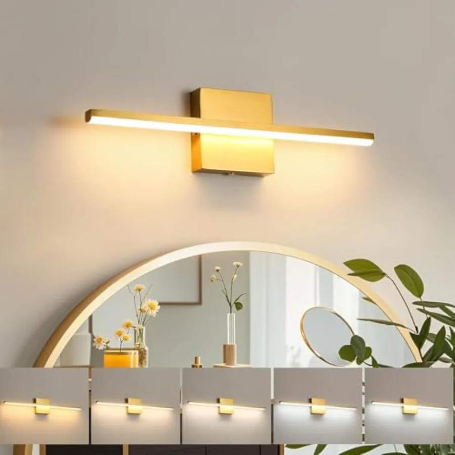 Brushed Gold Vanity Light 16 Inch Modern Bathroom Light Fixtures 14W Wall Vanity Lamp Over Mirror Dimmable 5CCT LED Wall Sconce
Brushed Gold Vanity Light 16 Inch Modern Bathroom Light Fixtures 14W Wall Vanity Lamp Over Mirror Dimmable 5CCT LED Wall Sconce