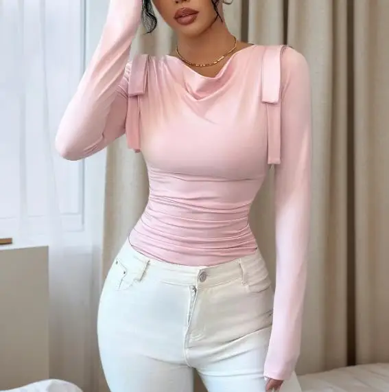 Spring and Autumn New Fashion Stacked Collar Slimming and Slimming Solid Color Versatile Long Sleeve Top T-Shirt
Spring and Autumn New Fashion Stacked Collar Slimming and Slimming Solid Color Versatile Long Sleeve Top T-Shirt