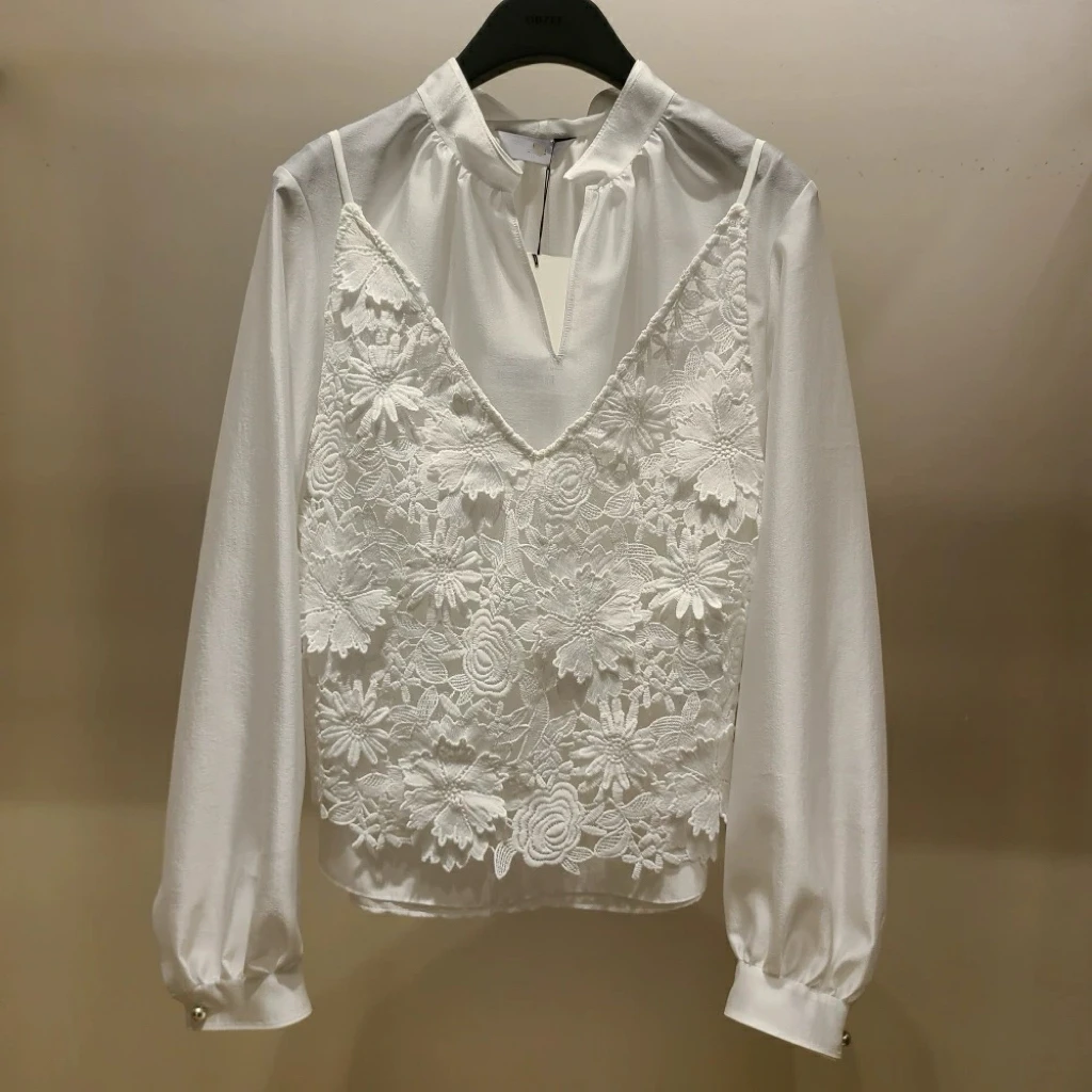 Ele Hollow out Hook Flower Long Sve irt Thin Beads Sensation Single OBZ25 Spring Commute Sle Fitted Women's irt
Ele Hollow out Hook Flower Long Sve irt Thin Beads Sensation Single OBZ25 Spring Commute Sle Fitted Women's irt