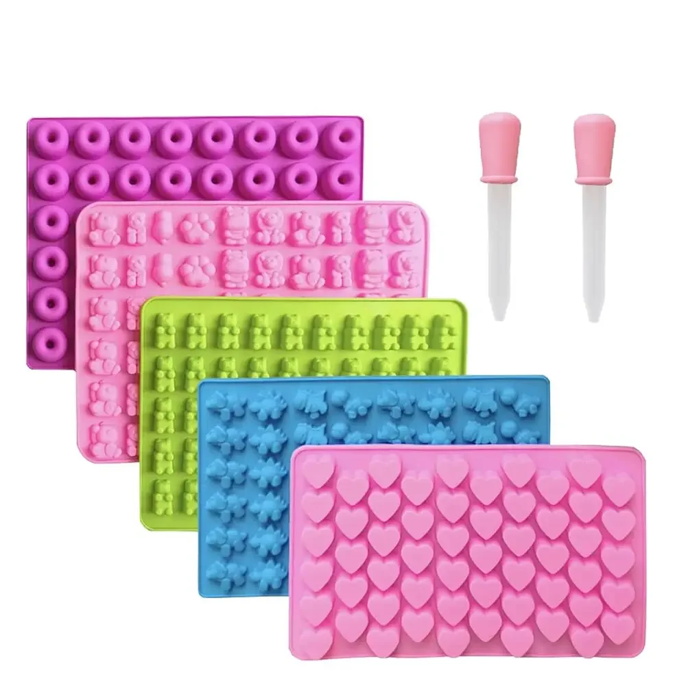 5Pcs Silicone Gummy Molds Set - Bear, Dinosaur, Animal, Donut, Heart Candy Molds 261 Cavities with 2 Droppers - Non-Stick, B
5Pcs Silicone Gummy Molds Set - Bear, Dinosaur, Animal, Donut, Heart Candy Molds 261 Cavities with 2 Droppers - Non-Stick, B
