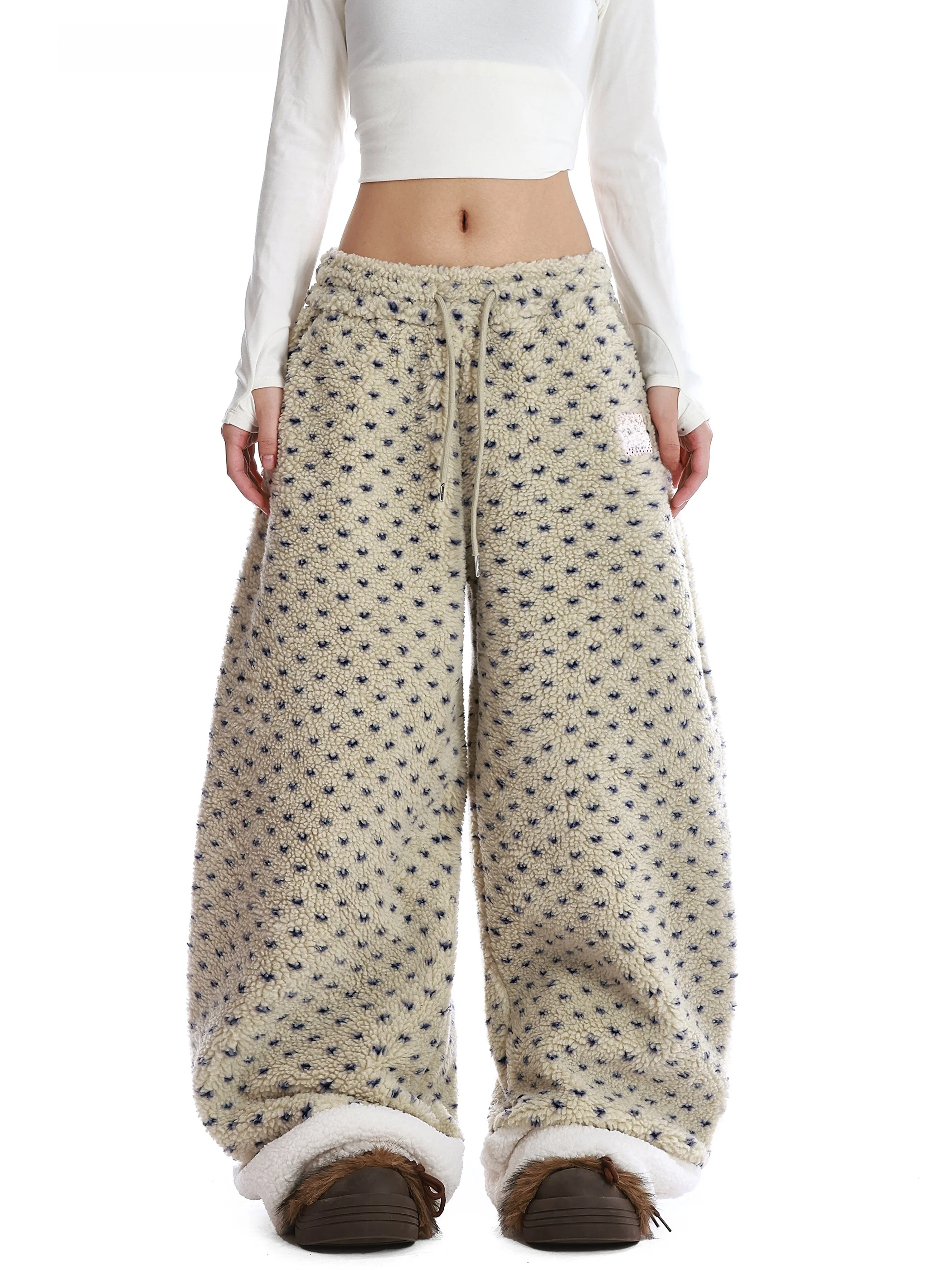 American Retro Polka Dot Print Lamb Velvet Cotton Pants Women's Autumn Winter Thickened Fleece Lined Casual Wide Leg Long Tro...
American Retro Polka Dot Print Lamb Velvet Cotton Pants Women's Autumn Winter Thickened Fleece Lined Casual Wide Leg Long Tro...