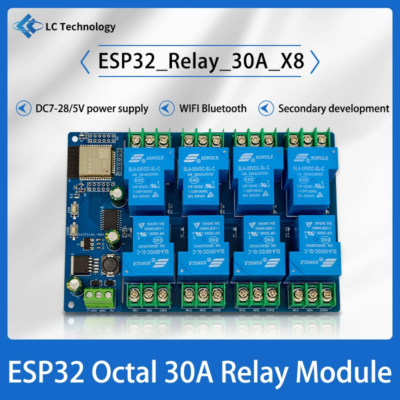 C7-28/5V power supply ESP32 WIFI Bluetooth eight channel 30A relay module ESP32 development board
C7-28/5V power supply ESP32 WIFI Bluetooth eight channel 30A relay module ESP32 development board
