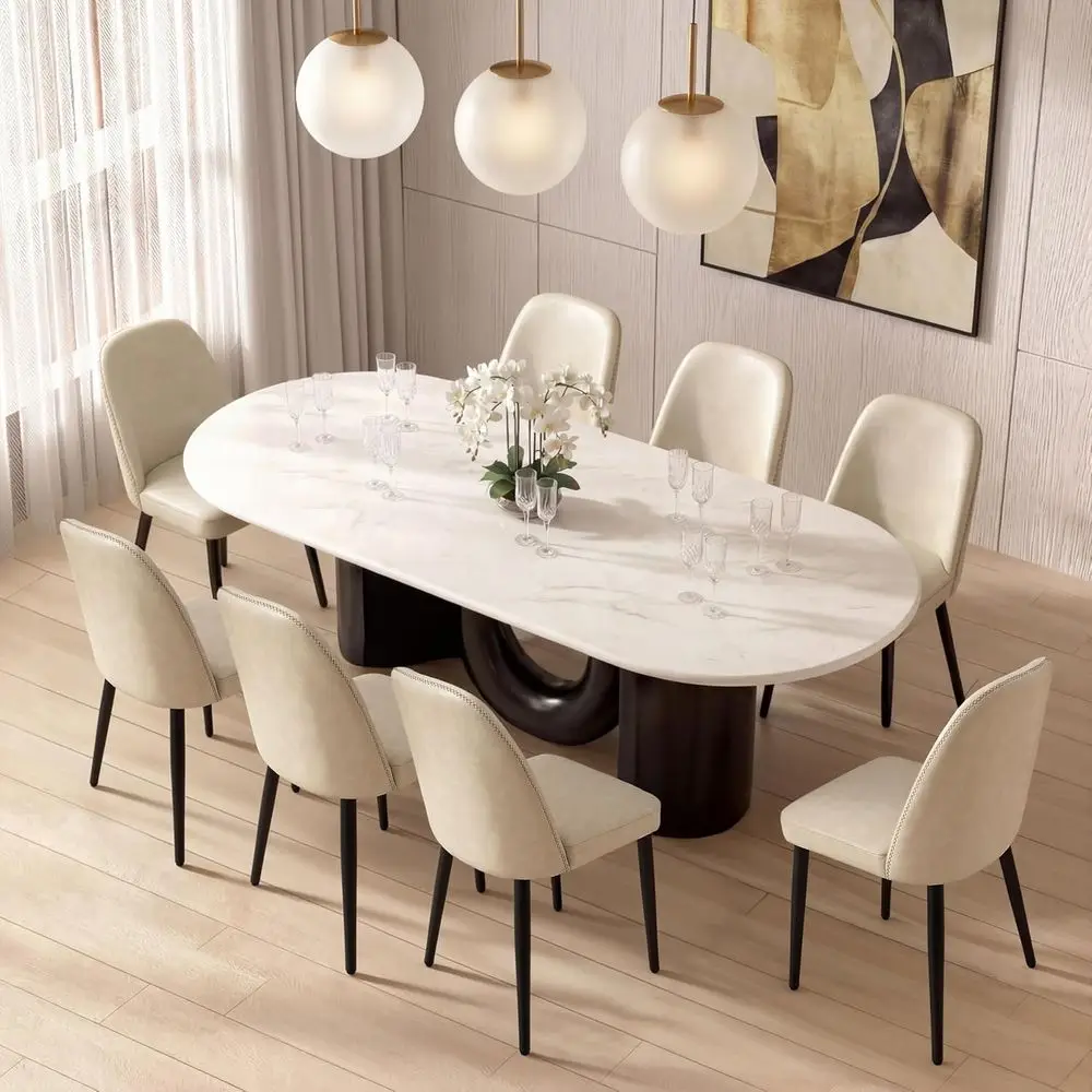 Mid-Century Modern Leather Dining Chairs Set of 8 with Elegant Stitching & Metal Legs, Comfortable for Kitchen, Dining Room or H
Mid-Century Modern Leather Dining Chairs Set of 8 with Elegant Stitching & Metal Legs, Comfortable for Kitchen, Dining Room or H
