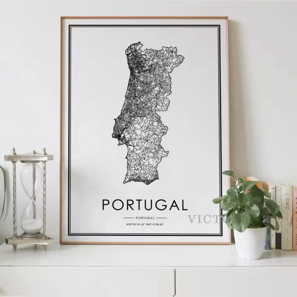 Portugal Poster Country Map Black and White abstract Road Line Canvas Painting Art Decor Nordic Living Room Home Decoration
Portugal Poster Country Map Black and White abstract Road Line Canvas Painting Art Decor Nordic Living Room Home Decoration