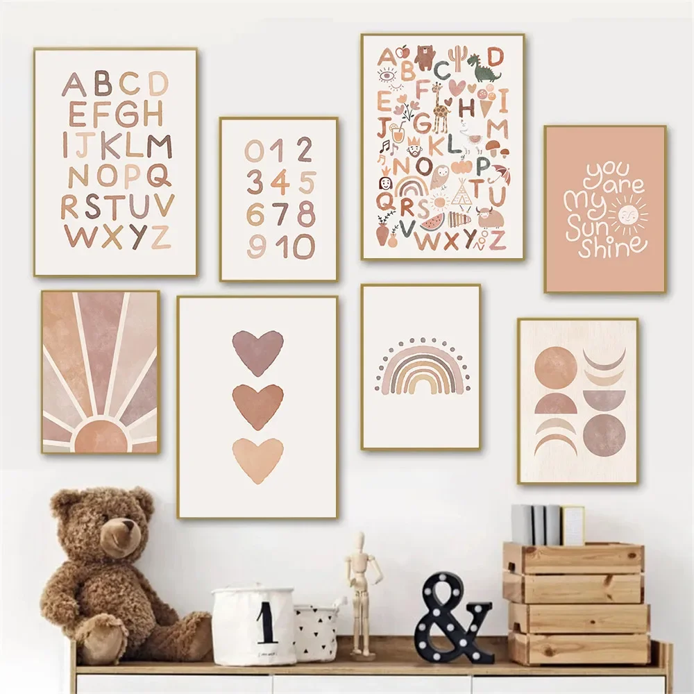 Boho Poster Alphabet Picture Rainbow Wall Art Painting Heart Canvas Print Nursery Posters Nordic Wall Pictures Kids Room Decor
Boho Poster Alphabet Picture Rainbow Wall Art Painting Heart Canvas Print Nursery Posters Nordic Wall Pictures Kids Room Decor
