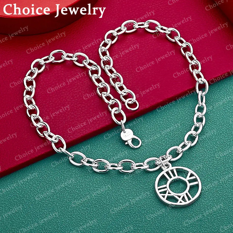 925 Sterling Silver 45cm Round Roman Numerals Necklace For Women Men Charm Trend Birthday Gifts Fashion Party
925 Sterling Silver 45cm Round Roman Numerals Necklace For Women Men Charm Trend Birthday Gifts Fashion Party