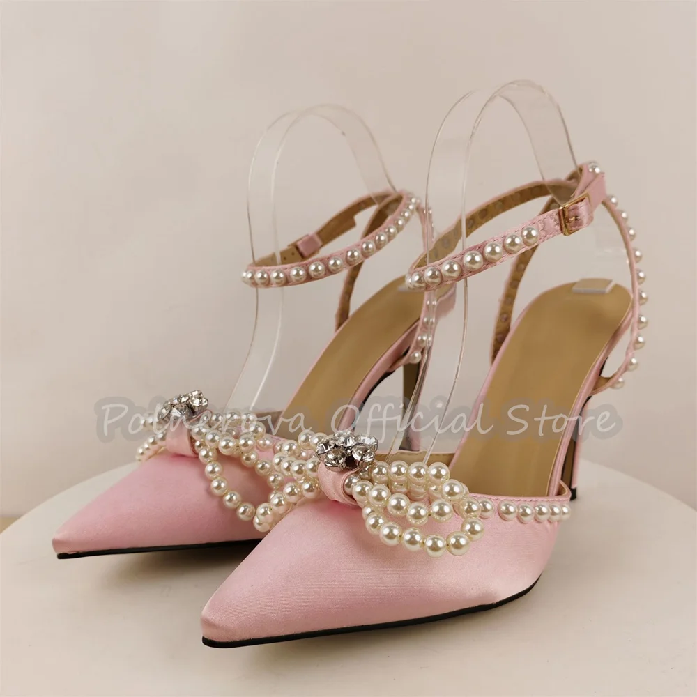 Luxury Satin Pearl Bowknot Decor Women Sandals Pointed Toe Stiletto High Heel Ankle Strap Pumps Wedding Bridal Party Dress Shoes
Luxury Satin Pearl Bowknot Decor Women Sandals Pointed Toe Stiletto High Heel Ankle Strap Pumps Wedding Bridal Party Dress Shoes