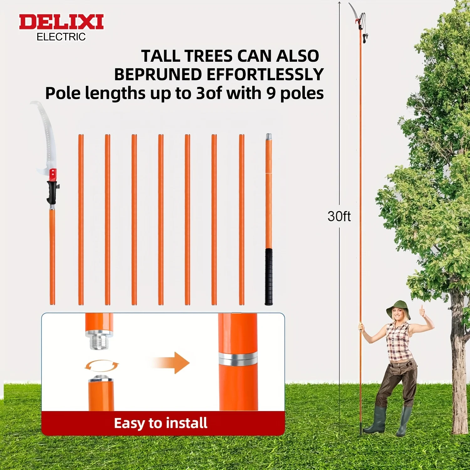 Триммер для ветвей на 30 футов с шестом, прочная металлическая конструкция, легкий, для садоводства и украшения ландшафта.
Триммер для ветвей на 30 футов с шестом, прочная металлическая конструкция, легкий, для садоводства и украшения ландшафта.