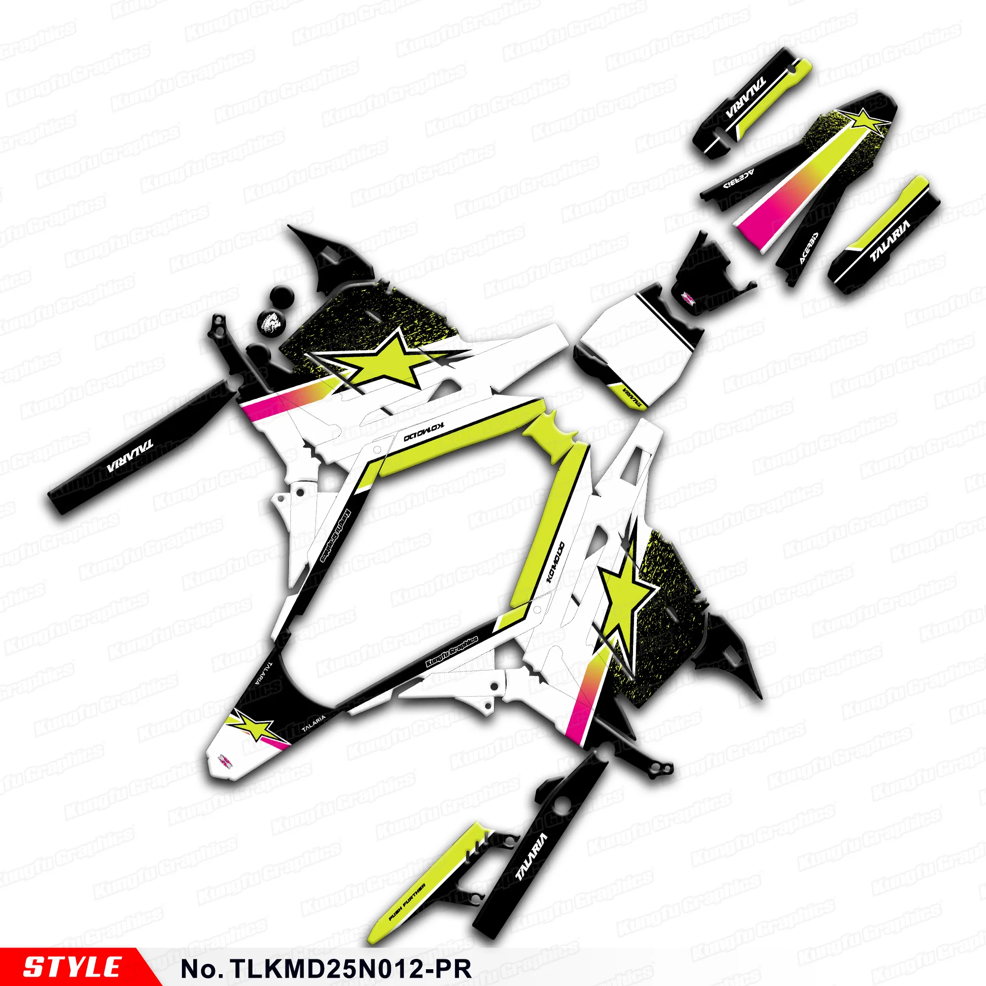 JY RACING Motorcycle Graphics Vinyl Sticker for TALARIA KOMODO, Protector, Style No.TLKMD25N012-PR
JY RACING Motorcycle Graphics Vinyl Sticker for TALARIA KOMODO, Protector, Style No.TLKMD25N012-PR