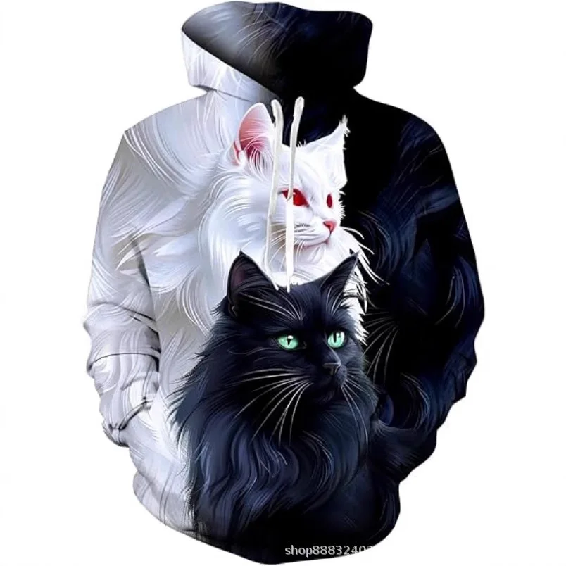 New Black and White Cat Pattern Hooded Sweatshirt 3D Digital Printing Cat Series Men's and Women's Pullover
New Black and White Cat Pattern Hooded Sweatshirt 3D Digital Printing Cat Series Men's and Women's Pullover