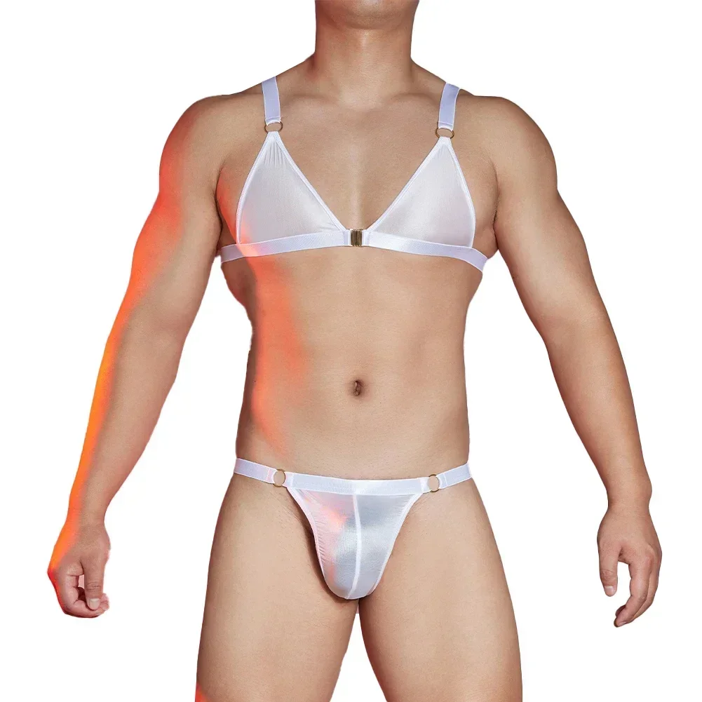 2pcs Men's Sissy Oil Glossy Bra Panties Set Underwear Briefs Thongs T-back Man G-strings Backless Tank Tops
2pcs Men's Sissy Oil Glossy Bra Panties Set Underwear Briefs Thongs T-back Man G-strings Backless Tank Tops