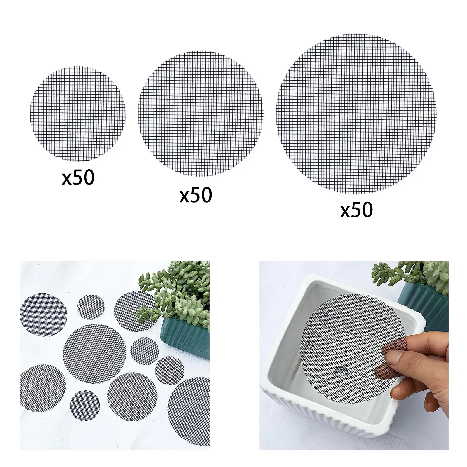 50Pcs Flowerpot Hole Mesh Pad Keep Soil from Flowing Away Round Garden Tool Multifunctional Easy Installation Replacement 
50Pcs Flowerpot Hole Mesh Pad Keep Soil from Flowing Away Round Garden Tool Multifunctional Easy Installation Replacement