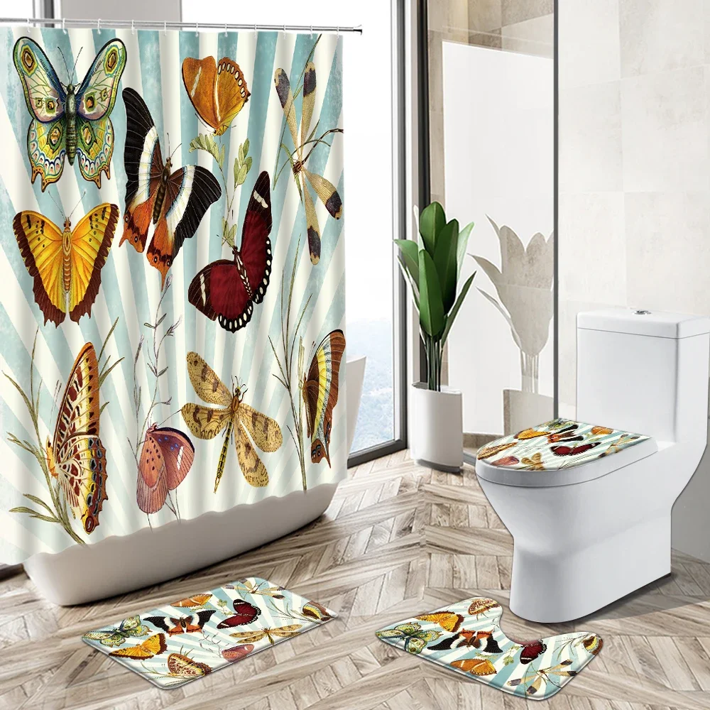 Butterfly Printed Pattern Shower Curtain Set Plant Flower Scenery Home Decor Bath Mat Toilet Lid Cover Flannel Bathroom Carpet
Butterfly Printed Pattern Shower Curtain Set Plant Flower Scenery Home Decor Bath Mat Toilet Lid Cover Flannel Bathroom Carpet