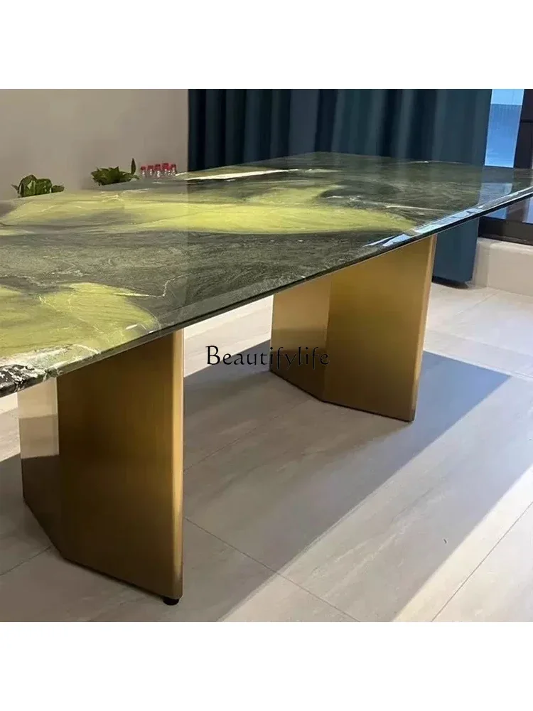 yj19 Avocado Green Luxury Stone Dining Table Natural Marble Italian Light Luxury Retro Style Rectangular Dining Table
yj19 Avocado Green Luxury Stone Dining Table Natural Marble Italian Light Luxury Retro Style Rectangular Dining Table