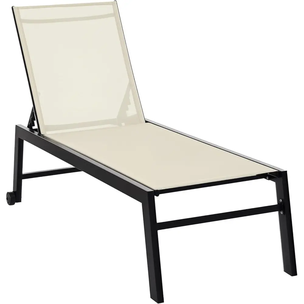 Outdoor Recliner with Breathable Fabric for Patio, Yard, and Beach in Cream White
Outdoor Recliner with Breathable Fabric for Patio, Yard, and Beach in Cream White