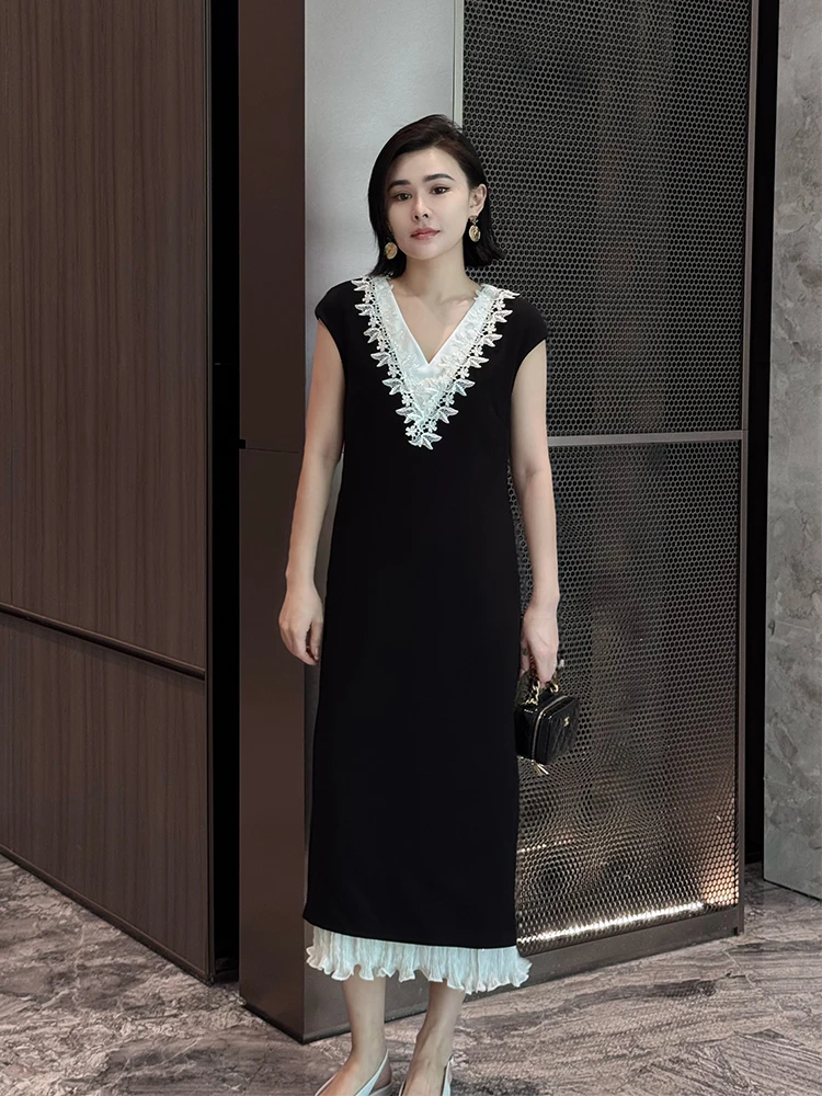 Элегантное кружевное платье с цветными блоками, черно-белое, весна-лето, в стиле феи, с коротким рукавом, для деловых встреч, женское модное платье
Элегантное кружевное платье с цветными блоками, черно-белое, весна-лето, в стиле феи, с коротким рукавом, для деловых встреч, женское модное платье