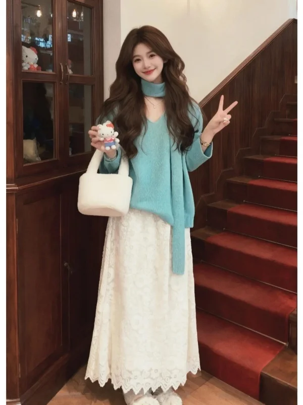 Korean Style Gentle Lace Loose Women's Two-Piece Set Early Autumn New High Waist Skirt Long Sleeve round Neck Top
Korean Style Gentle Lace Loose Women's Two-Piece Set Early Autumn New High Waist Skirt Long Sleeve round Neck Top